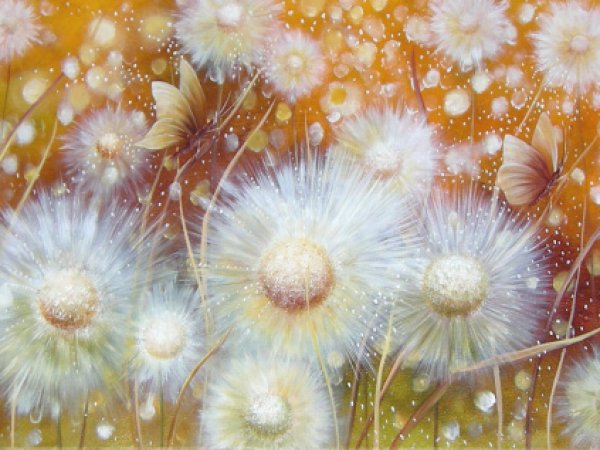 Saulės pūkeliai 100x30 - Oil painting