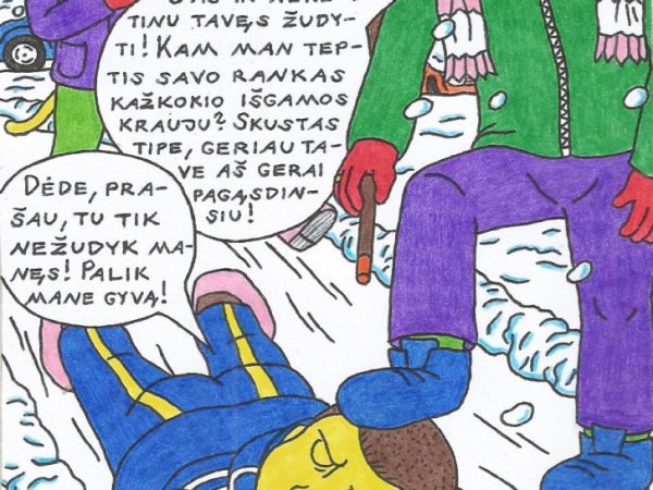 Tukurutis su draugais toliau atakuoja jaunąjį chuliganą Redą - Paveikslai, paveiksliukai
