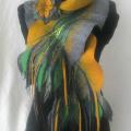 Gray yellow felted scarf - Scarves & shawls - felting