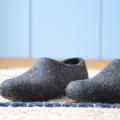 Natural black color wool slippers - Shoes & slippers - felting