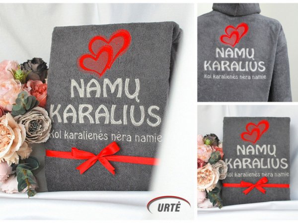 Siuvinėtas chalatas su raudonomis širdimis namų karaliui 2