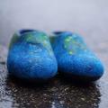 Blue felted slippers of womens - Shoes & slippers - felting