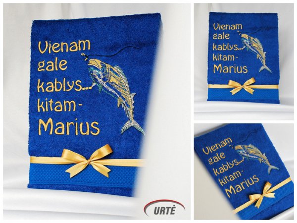 Dovana geriausiam žvejui - siuvinėtas vardinis rankšluostis 3