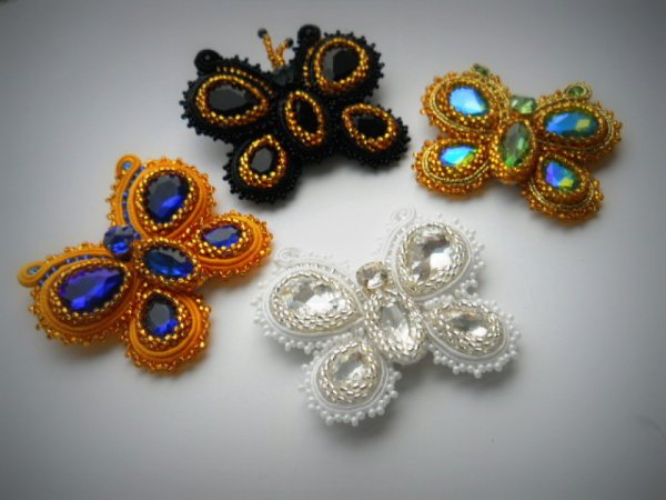 sutažo sagės drugeliai - Soutache