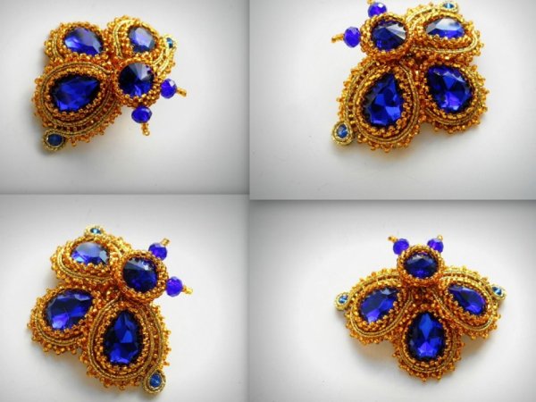 sutažo sagė vabaliukas blue - Soutache