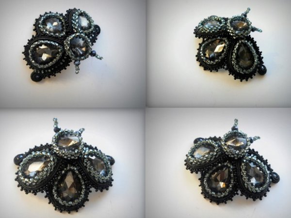 sutažo sagė vabaliukas silver - Soutache