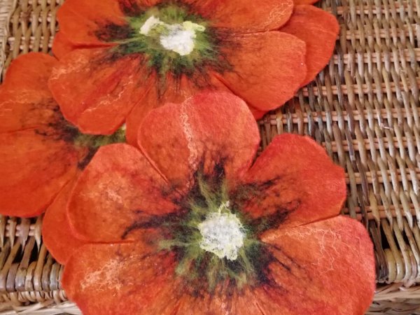 Veltos servetėlės oranžinės gėlės - Tablecloths & napkins