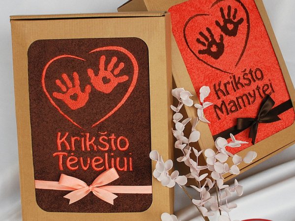 Dovana krikšto tėvams - siuvinėti rankšluosčiai - Mylimos rankytės 1