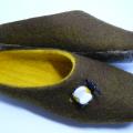 Handmade felted slippers. Non slippery sole. - Shoes & slippers - felting