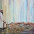 Melchizedek and human go to the light - Oil painting - drawing