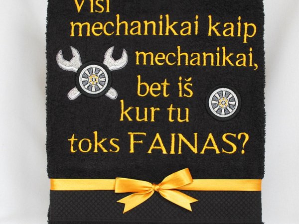 Dovana mechanikui - siuvinėtas rankšluostis - Needlework