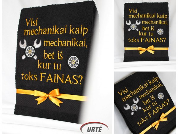 Dovana mechanikui - siuvinėtas rankšluostis 2