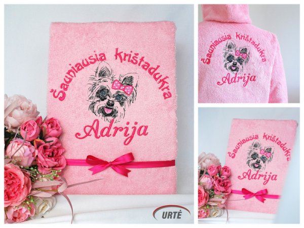 Medvilninis siuvinėtas chalatas šuniukų mylėtojai! 3