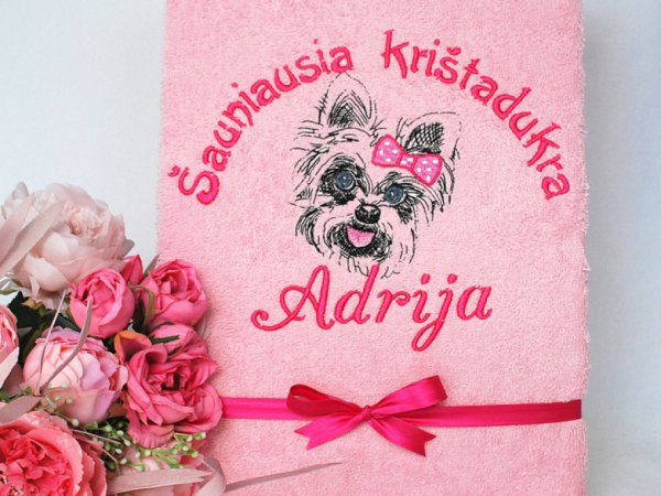 Medvilninis siuvinėtas chalatas šuniukų mylėtojai! 2
