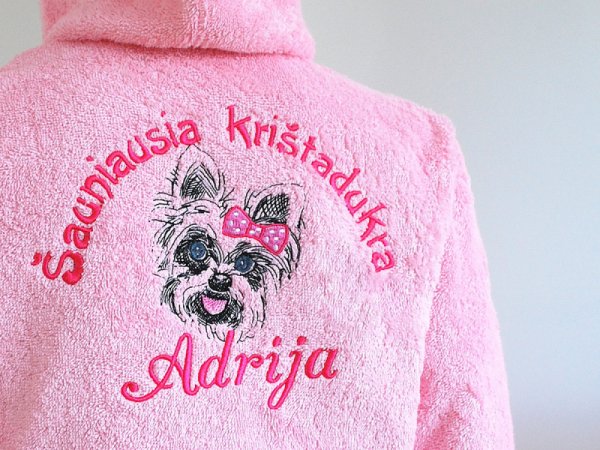 Medvilninis siuvinėtas chalatas šuniukų mylėtojai! 1