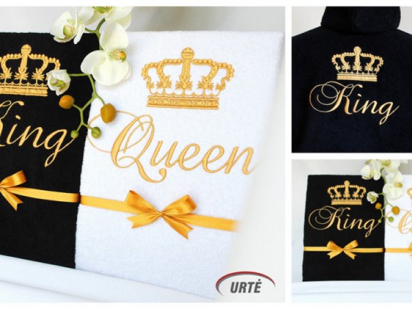 Siuvinėti chalatai porai - King ir Queen 3