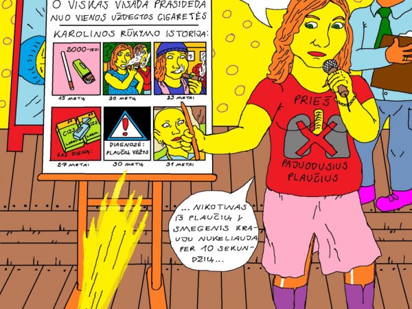 Kėžių kaimo mokykloje Karolina kovoja su rūkymo plitimu - Kompiuterinė grafika