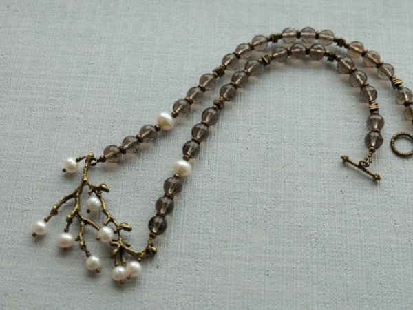 Smoky quartz and freshwater pearl necklace ... 3