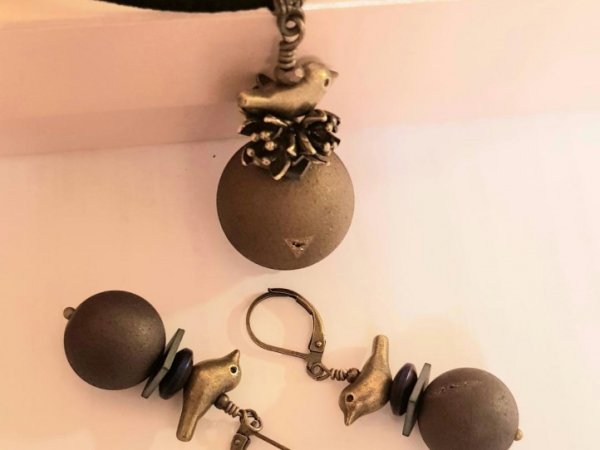 Set - earrings and pendant "Birds ..." - Kits
