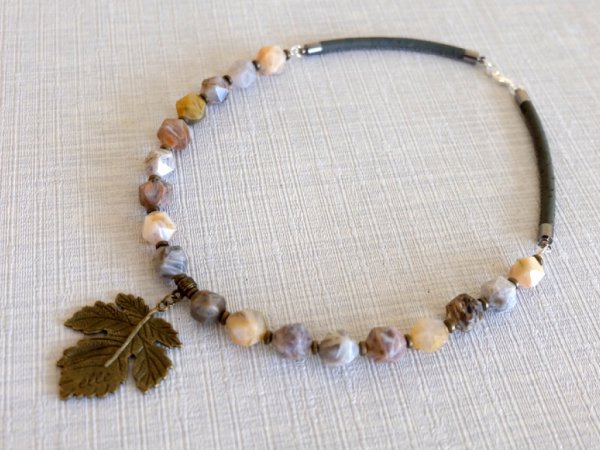   Bamboo agate necklace  "Autumn..." - Necklace