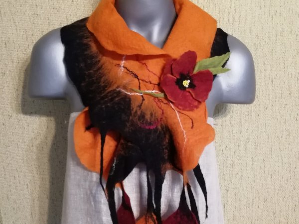 Veltas šalikas "oranžinis" 2