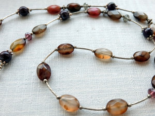  Long necklace with agate and silk tassel 3