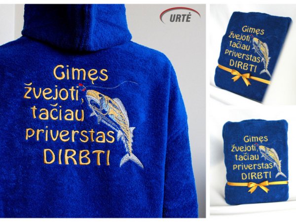 Dovana žvejui - siuvinėtas chalatas 2