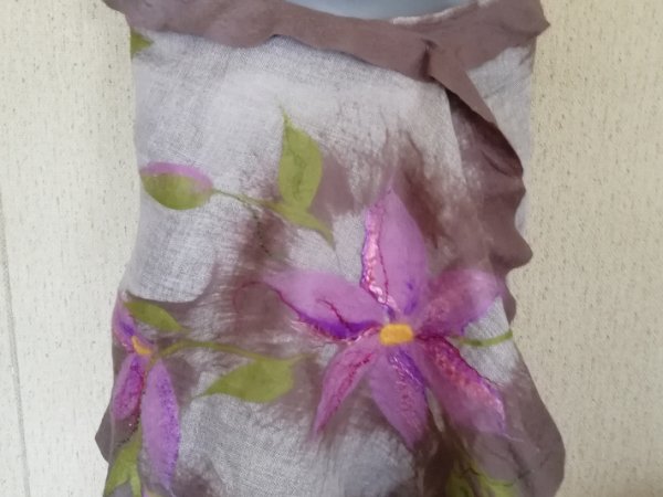 Veltas šalis su linu "kava su pienu prie alyvų krūmo  - Scarves & shawls