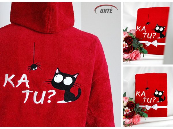 Ką tu? - siuvinėtas chalatas - Katukas 3