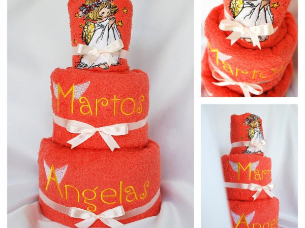 Tortas iš rankšluosčių - pirmos komunijos ar krikštynų dovana - mano angelas 3