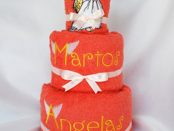 Tortas iš rankšluosčių - pirmos komunijos ar krikštynų dovana - mano angelas - Needlework