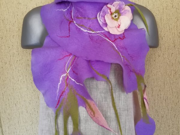 Veltinio šalikas su sage " Alyvinis" - Scarves & shawls