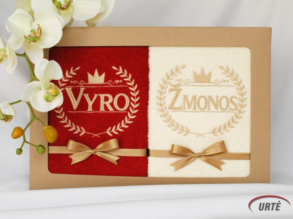 Siuvinėti rankšluosčiai žmonai ir vyrui - medvilninių vestuvių proga - Needlework