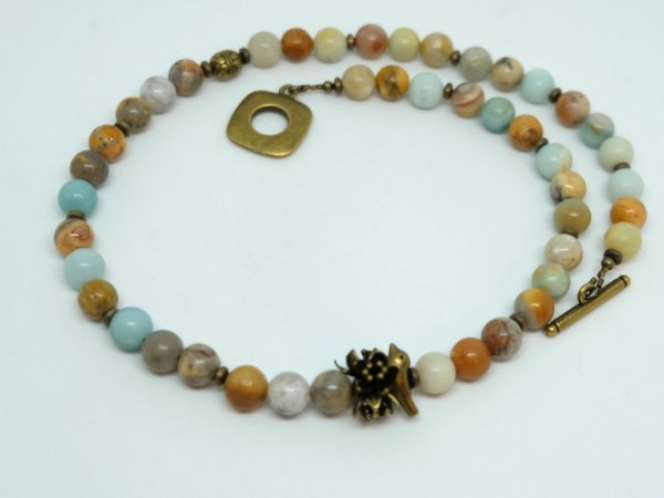  Autumn skewer with a bird - Necklace
