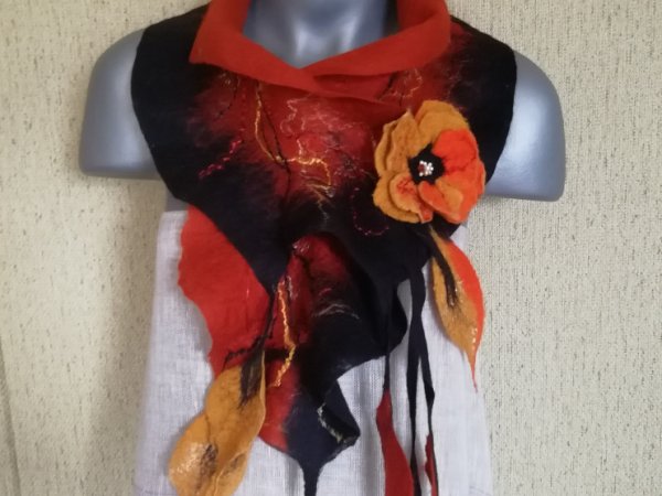 Veltas šalikas su sage "lapkričio spalvos" - Scarves & shawls