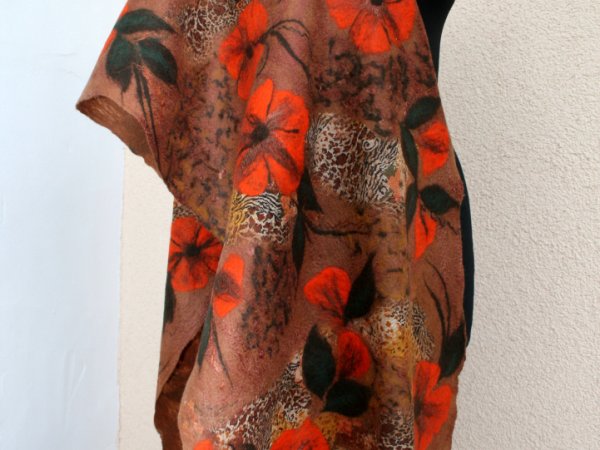 Veltas šalikas ,,ORANŽINIAI ŽIEDAI ,, - Scarves & shawls