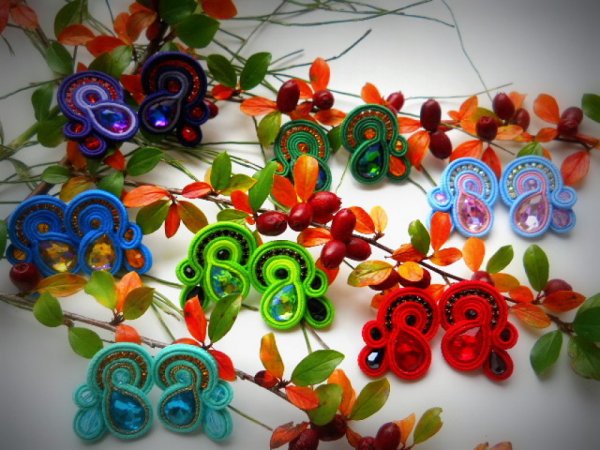 mini auskariukai "Rudenio spalvų paletė" - Soutache