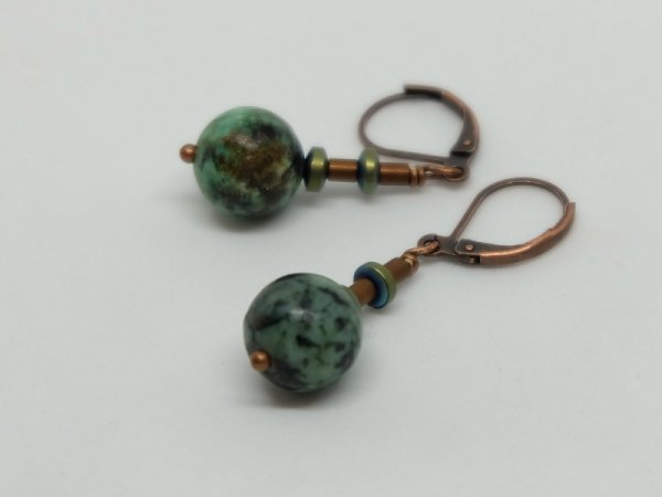 Set - natural African turquoise and hematite necklace and earrings ... 3