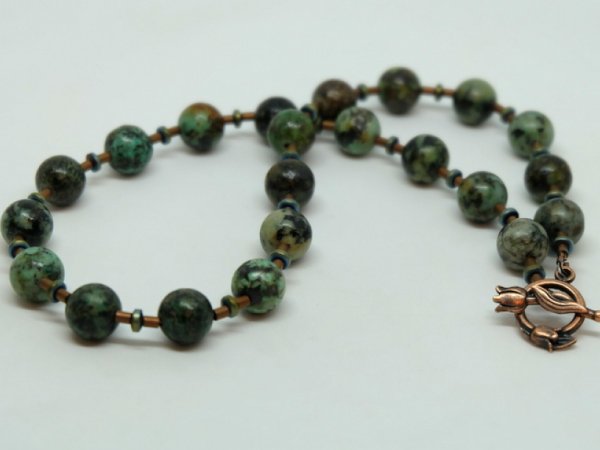 Set - natural African turquoise and hematite necklace and earrings ... 2