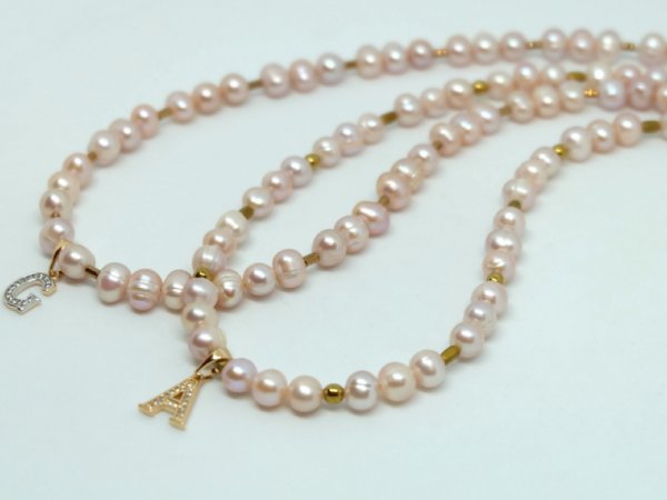 Freshwater pearl necklace with letters - Necklace