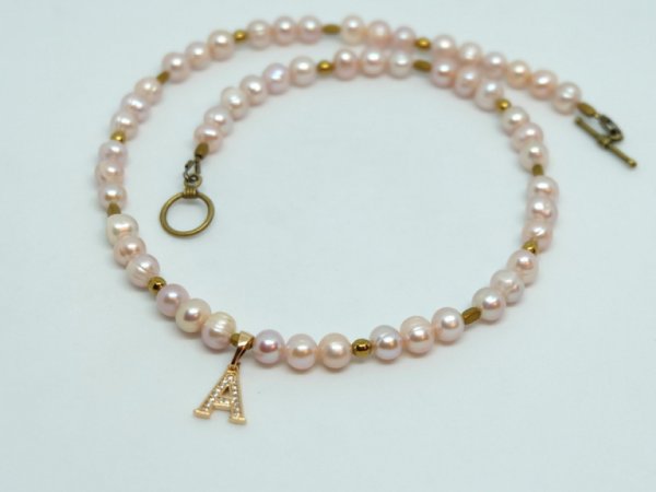 Freshwater pearl necklace with letters 2