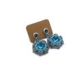 Beaded blue crystal earrings - Earrings - beadwork