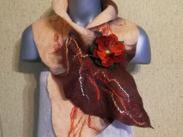 Veltas šalikas su sage rudos, kopų spalvų. - Scarves & shawls