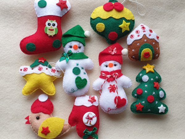 Kalėdiniai žaisliukai iš veltinio ir filco - Dolls & toys