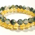 Green Ghost Phantom Quartz and Citrine bracelets - Bracelets - beadwork