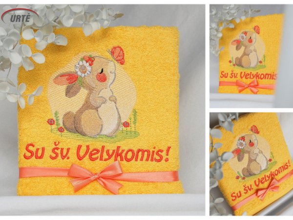 Simbolinė dovanėlė šv. Velykų proga - siuvinėtas rankšluostukas - su šv. velykomis 2