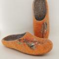 orange slippers1 - Shoes & slippers - felting