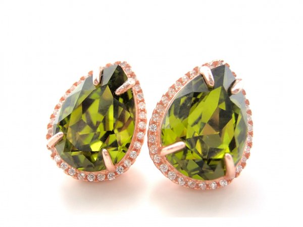 Swarovski Pear Olivine - Earrings