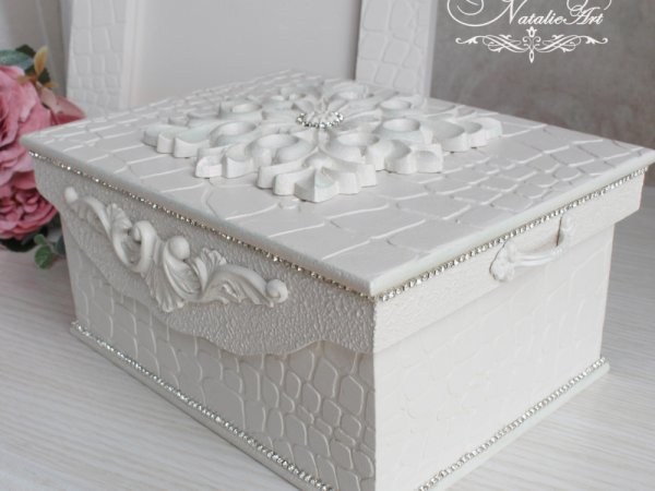 Balta papuošalų dėžutė,  medinė dėžutė pauošalams - Accessory