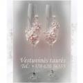 Wedding glasses, bottles of champagne - Lace - needlework